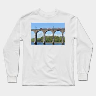 Train crossing the River Tweed, UK Long Sleeve T-Shirt
